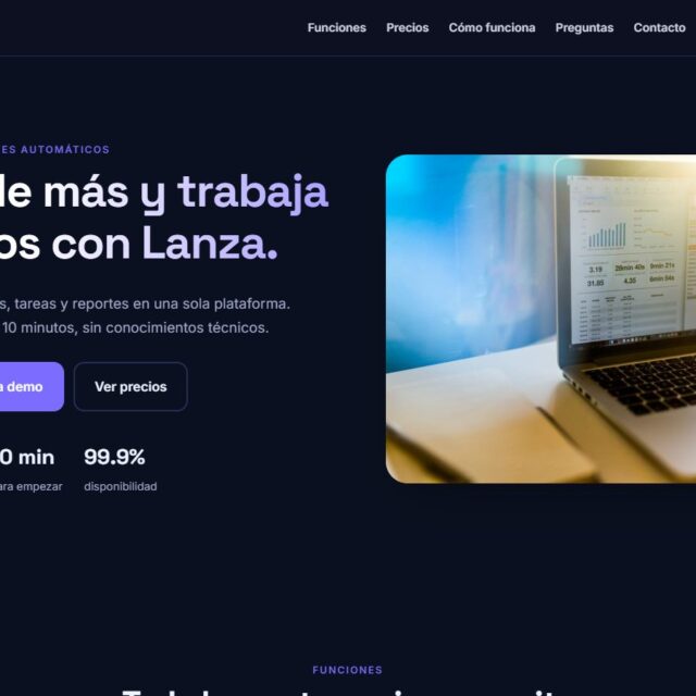 Vista previa de la plantilla web Lanza